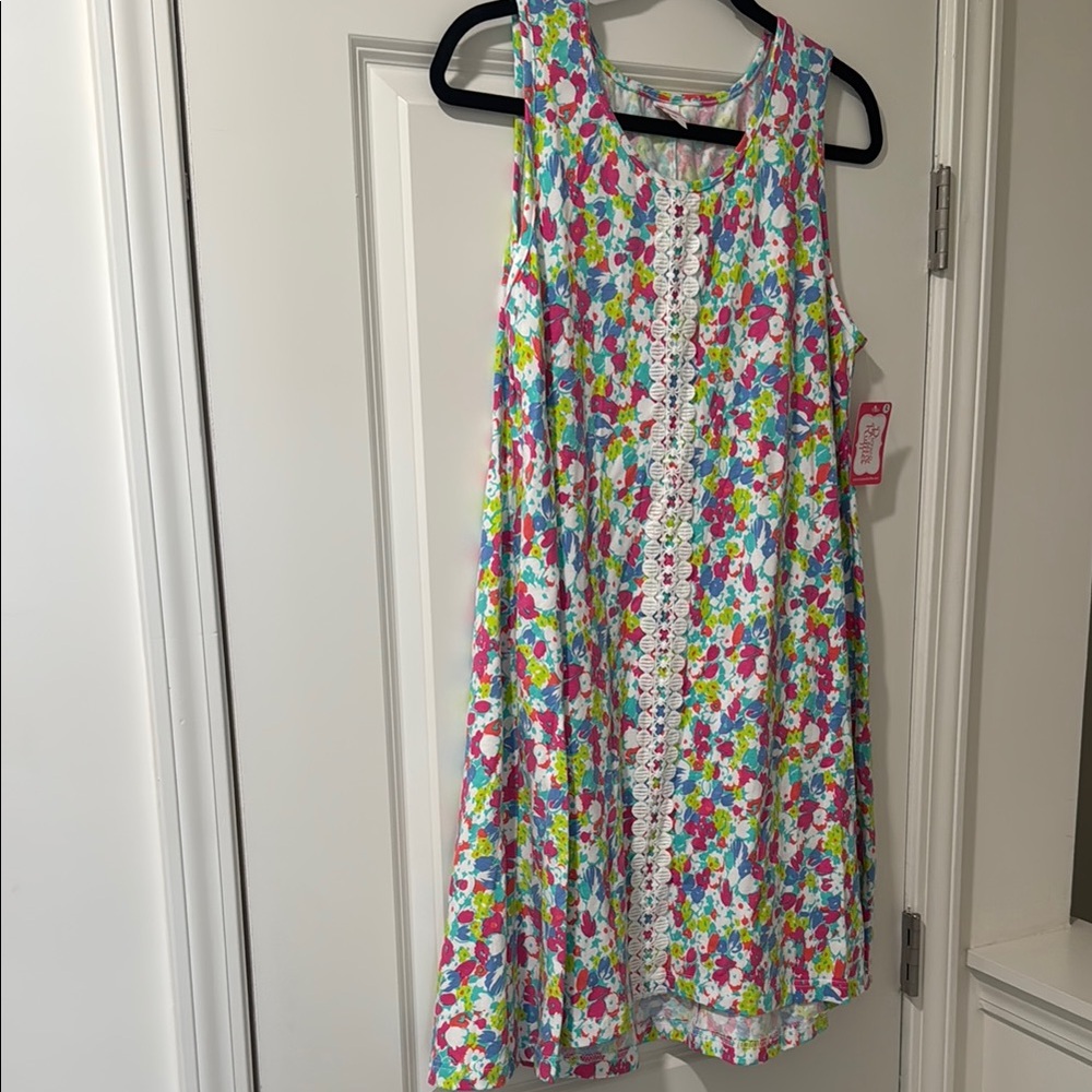 NWT Floral Sleeveless Dress with Lace Detail